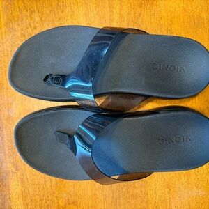 Vionic Black Slide Sandals with Transparent Strap
